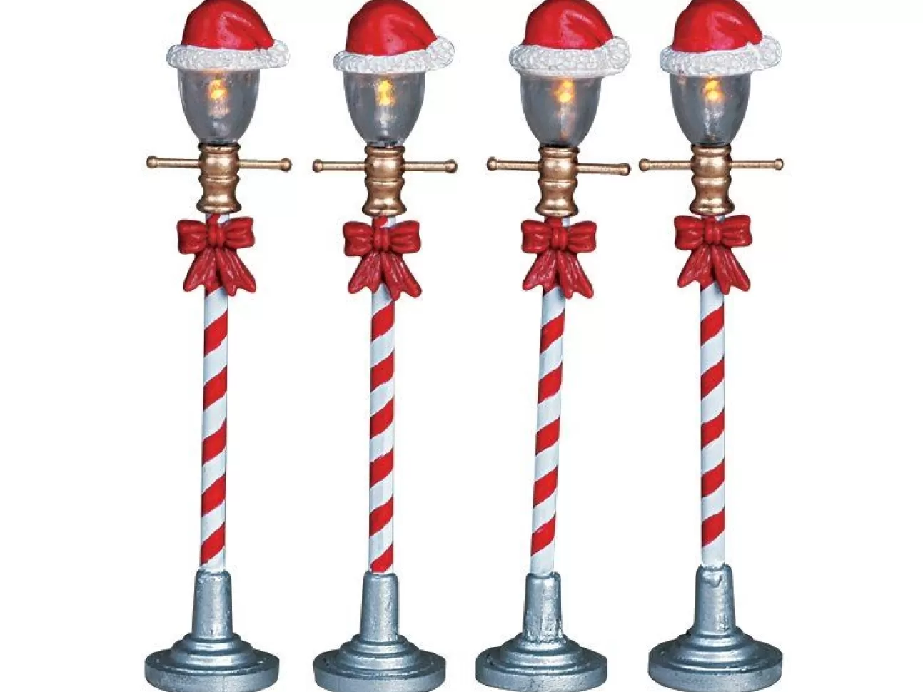 LEMAX Lemax | Lampioni Di Santa Claus - Santa Hat Street Lamp, Set Of 4