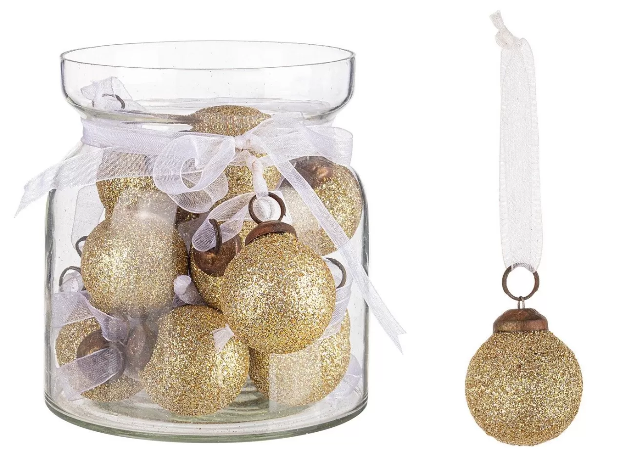 * Addobbi Di Natale | Mini Pallina Champagne Con Fiocco 2,5Xh2,5Cm