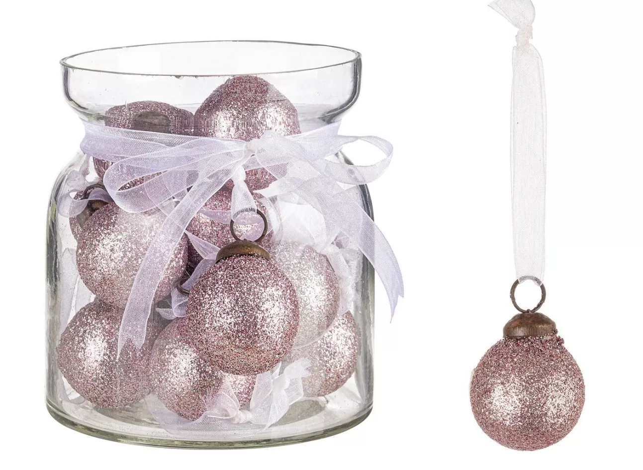 * Addobbi Di Natale | Mini Pallina Rosa Con Fiocco 2,5Xh2,5Cm