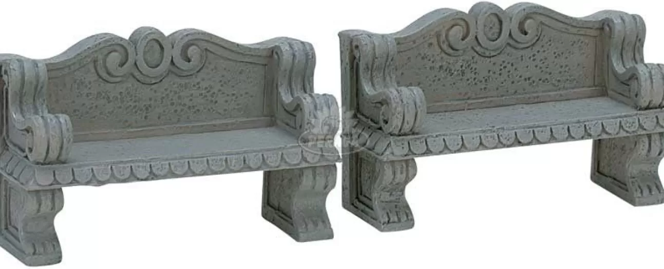 LEMAX Lemax | Panchine Di Pietra - Stone Bench Set Da 2