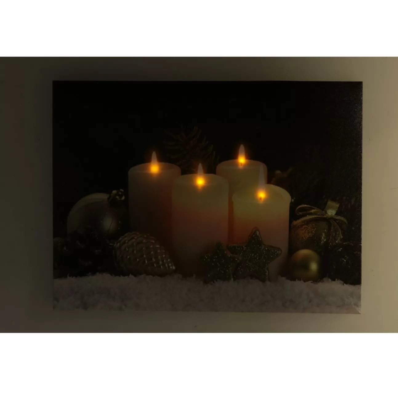 * Luci Di Natale | Quadro Natalizio Con Candele 40X30X1,8Cm Con Microled Bianco Caldo