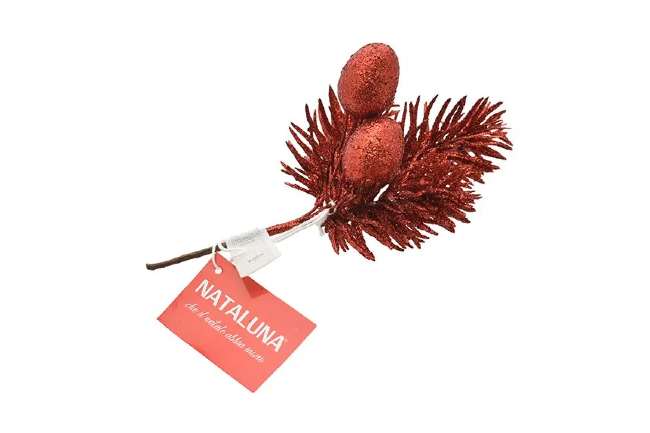 * Addobbi Di Natale | Ramo Natalizio Con Glitter Rosso