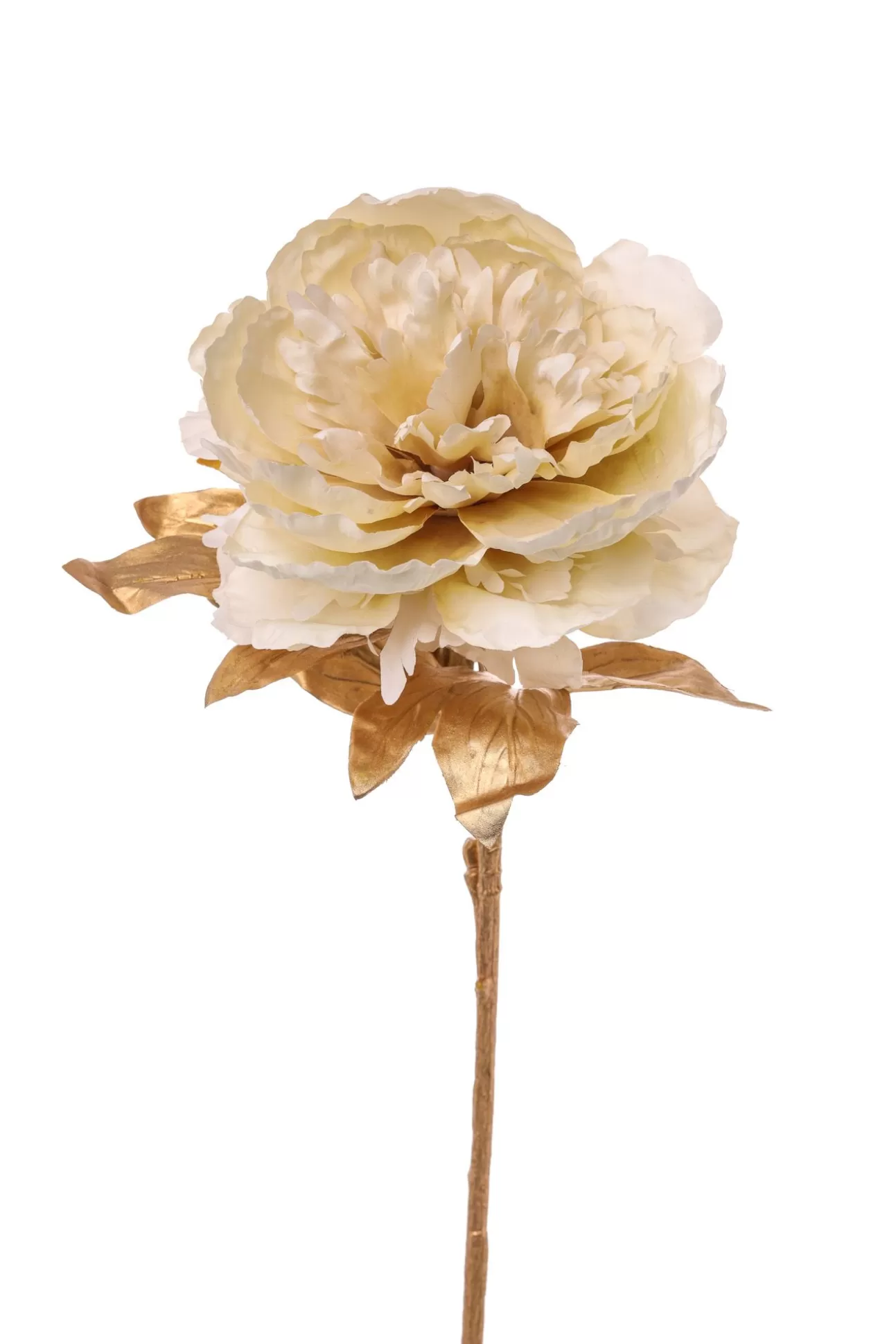 * Addobbi Di Natale | Ramo Oro Con Peonia Crema 70Cm