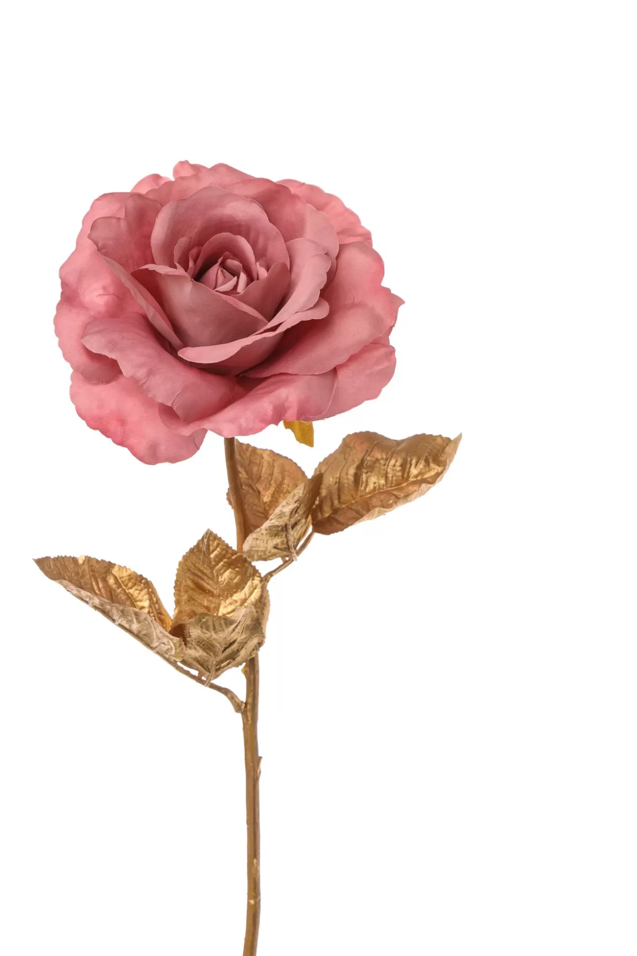 * Addobbi Di Natale | Ramo Oro Con Rosa 57Cm