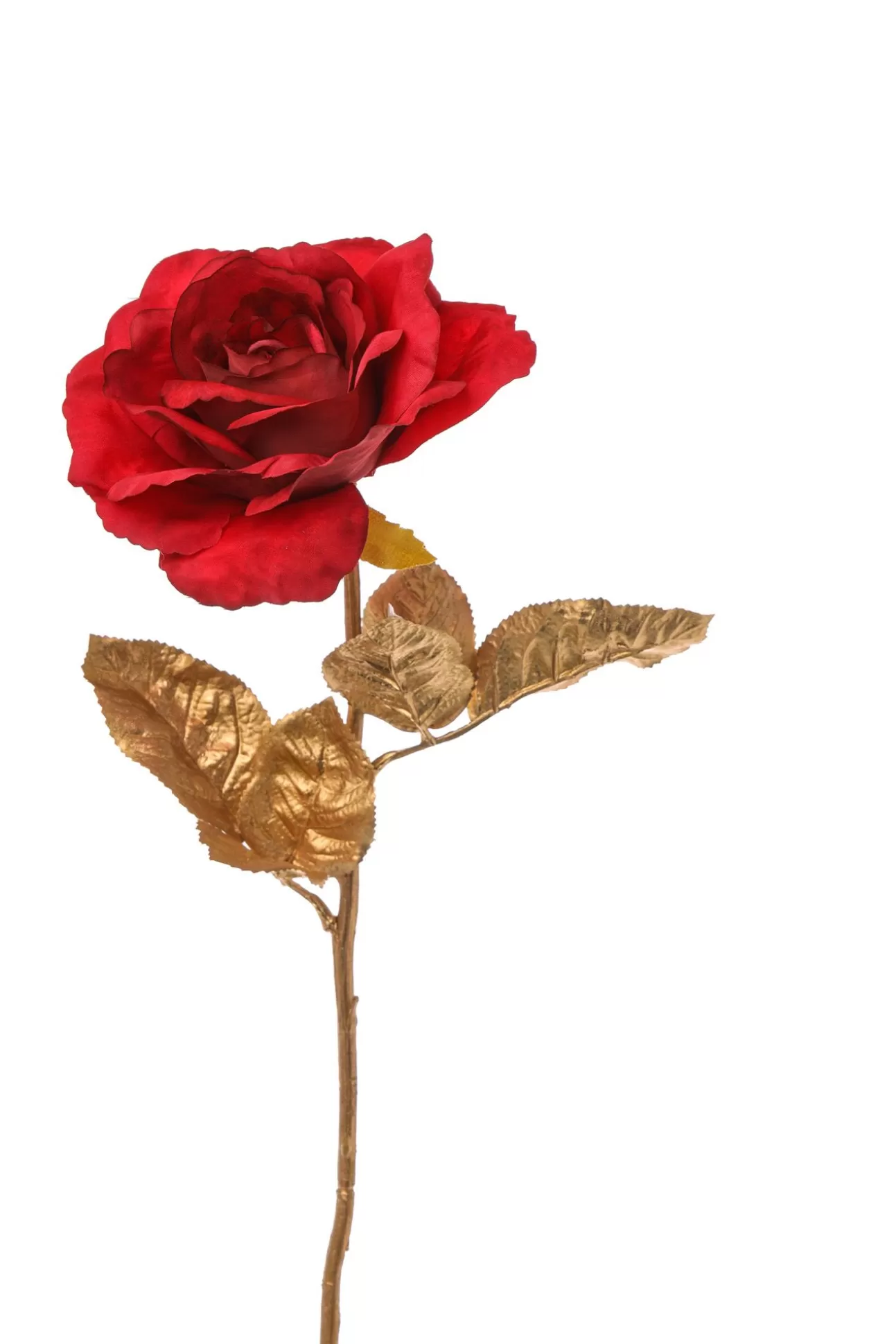 * Addobbi Di Natale | Ramo Oro Con Rosa Rossa 57Cm