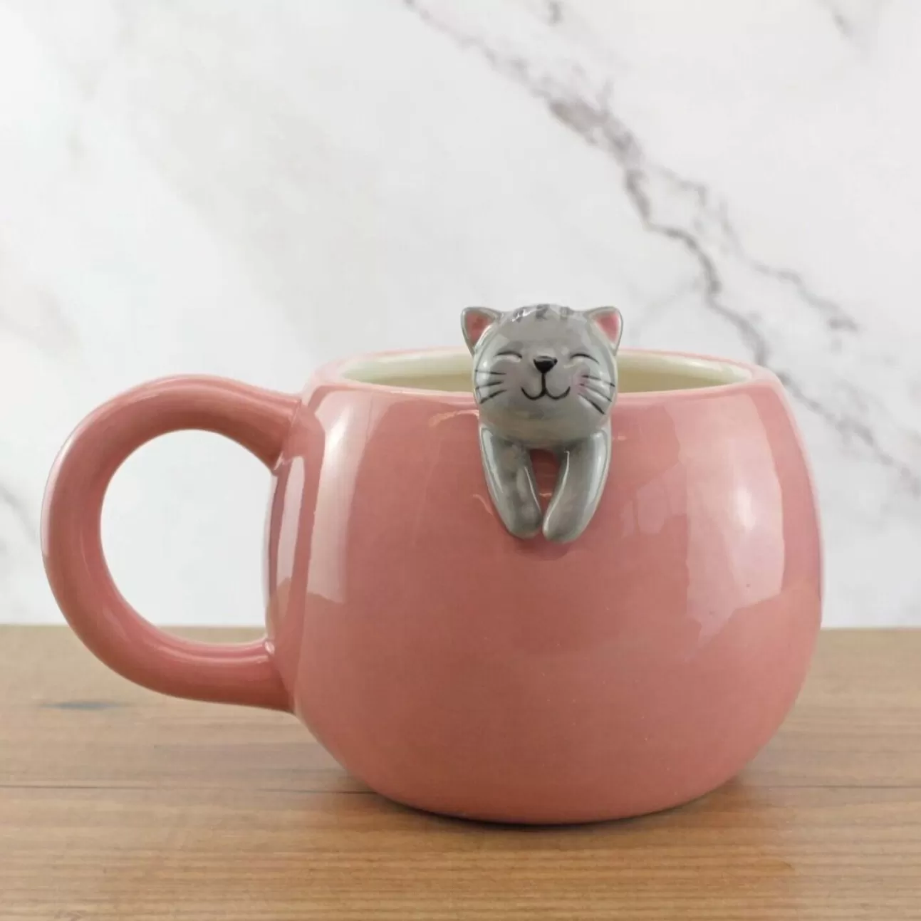 * Tavola Natalizia | Tazza Mug Rosa Con Gattino 3D 14Cm