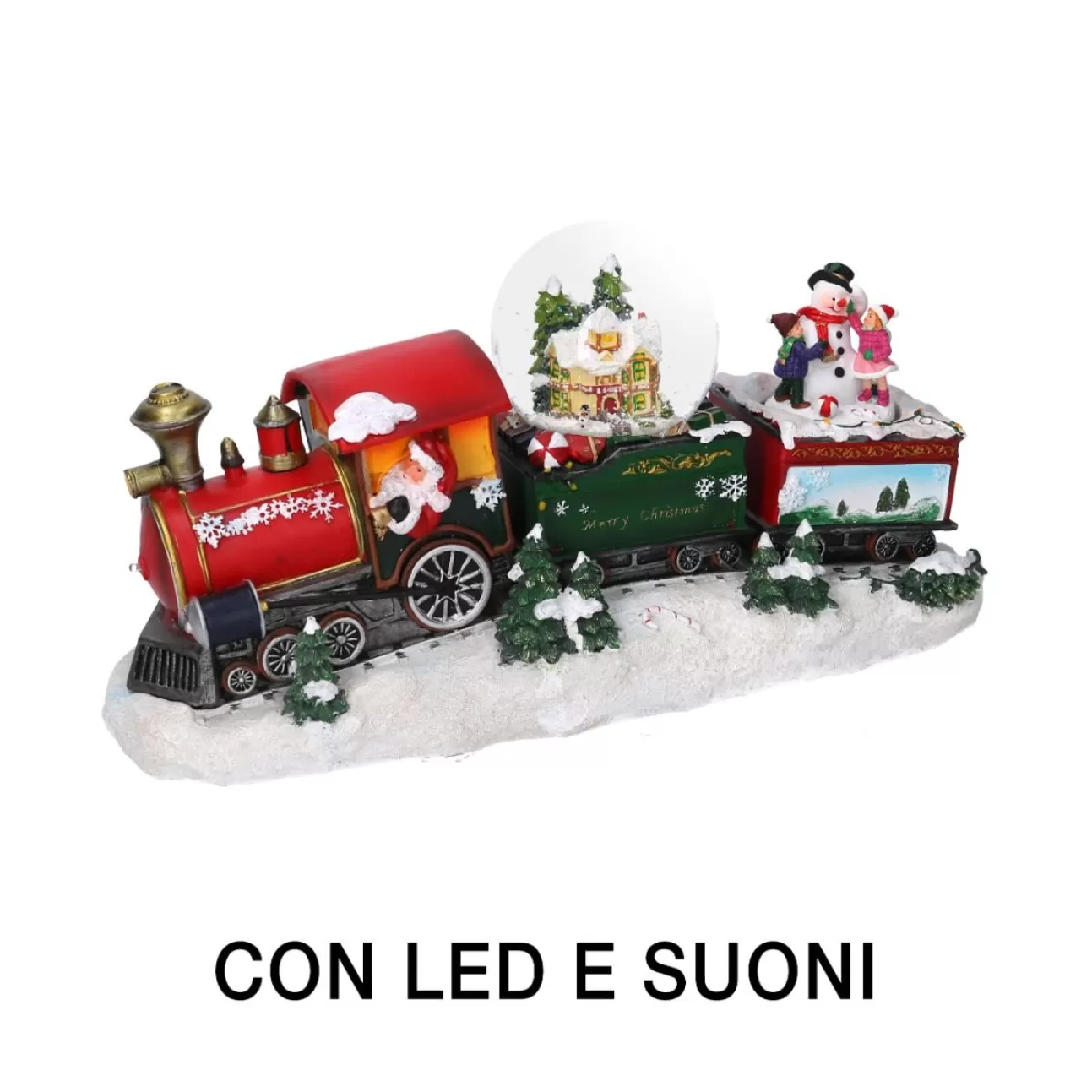 * Addobbi Di Natale | Trenino In Resina Con Led E Musica 34X11,5H18.5Cm